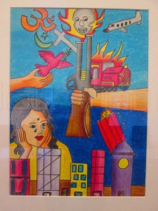 Stop Terrorism, Spread Peace - a painting by Sudarshan V, 12 years, India